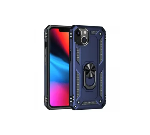 Apple iPhone 14 Kılıf Sofya Yüzüklü Silikon Kapak - Lacivert