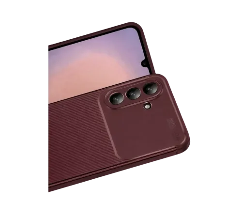Samsung Galaxy A36 Kılıf Auto Focus Karbon Kapak - Bordo