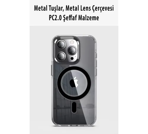 iPhone 14 Pro Kılıf Crystal Magsafe Kapak - Siyah