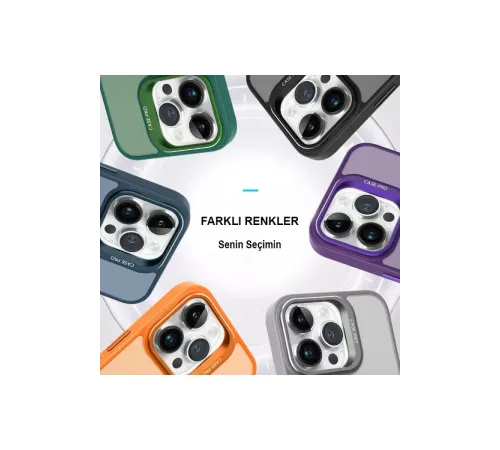 iPhone 14 Pro Kılıf Flet Lens Magsafe Kapak - Turuncu