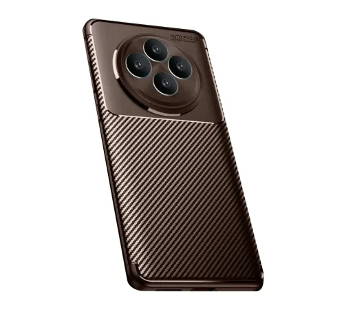 Reno 11 FS Kılıf Auto Focus Karbon Kapak - Kahverengi