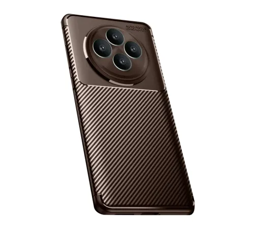 Reno 11 FS Kılıf Auto Focus Karbon Kapak - Kahverengi