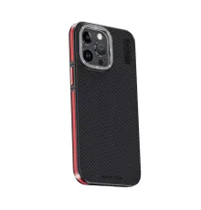 iPhone 15 Pro Max Kılıf Aramid 600D Kevlar Karbon Fiber Magsafe Kapak - Kırmızı