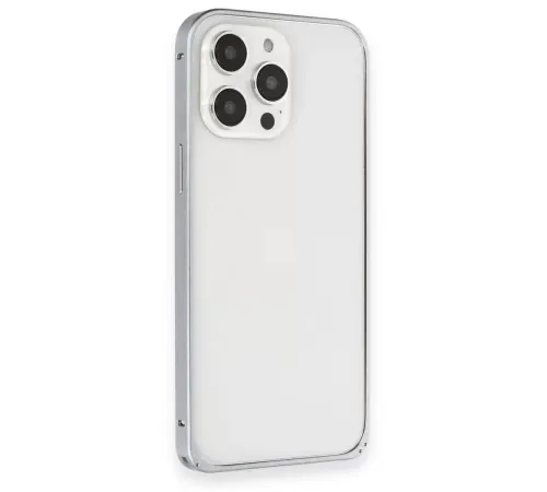 iPhone 15 Pro Metal Bumper Mat Kapak - Gri