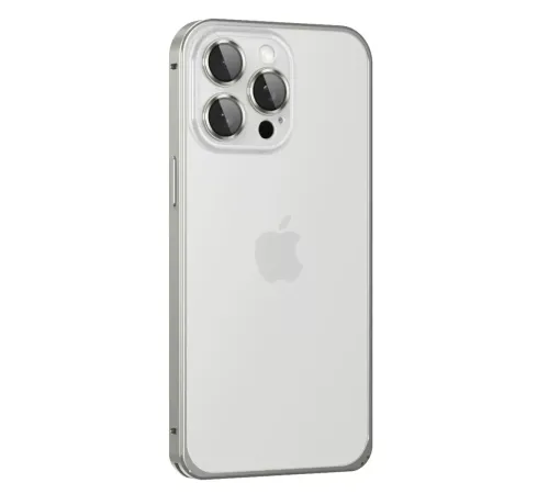 iPhone 15 Pro Metal Bumper Mat Kapak - Gri