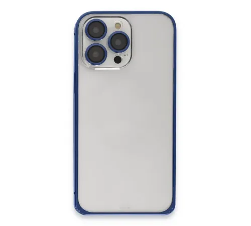 iPhone 15 Pro Max Metal Bumper Mat Kapak - Lacivert