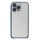 iPhone 15 Pro Max Metal Bumper Mat Kapak - Lacivert