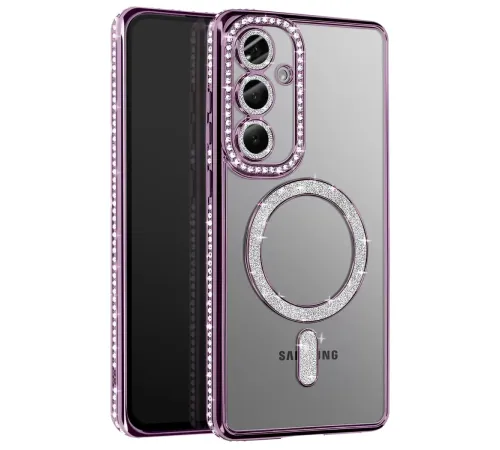 Samsung Galaxy A57 5G Joke Simli Magneticsafe Kılıf - Derin Mor