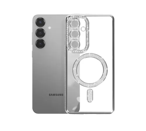 Samsung Galaxy A57 5G Joke Simli Magneticsafe Kılıf - Gümüş