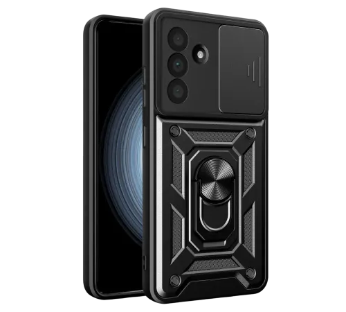 Samsung Galaxy A37 5G Pars Lens Yüzüklü Silikon - Siyah