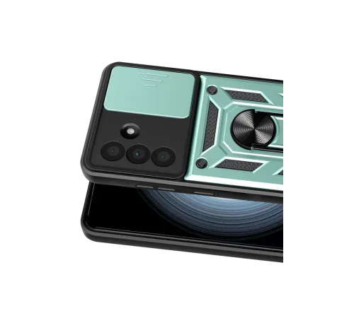 Samsung Galaxy A37 5G Pars Lens Yüzüklü Silikon - Yeşil