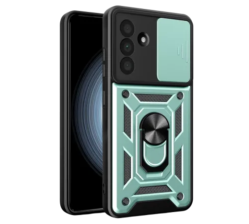 Samsung Galaxy A57 5G Pars Lens Yüzüklü Silikon - Yeşil