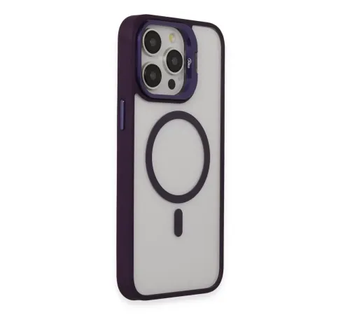 iPhone 14 Pro Kılıf Roblox Lens Magsafe Standlı Kapak - Derin Mor