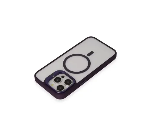 iPhone 14 Pro Kılıf Roblox Lens Magsafe Standlı Kapak - Derin Mor