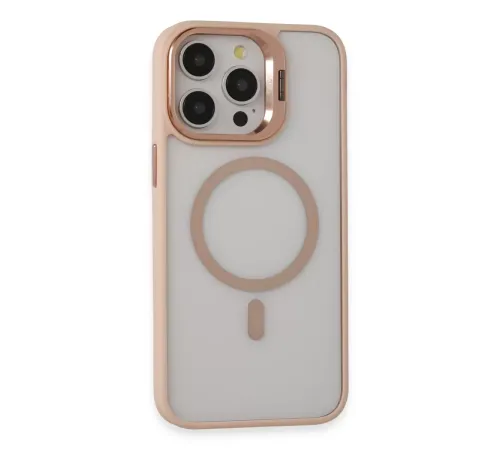 iPhone 15 Pro Kılıf Roblox Lens Magsafe Standlı Kapak - Pudra