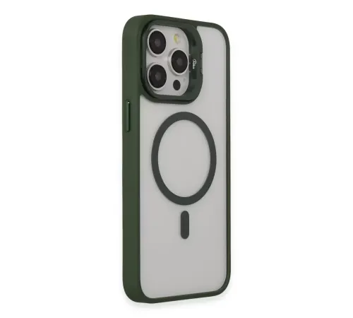 iPhone 15 Pro Max Kılıf Roblox Lens Magsafe Standlı Kapak - Koyu Yeşil