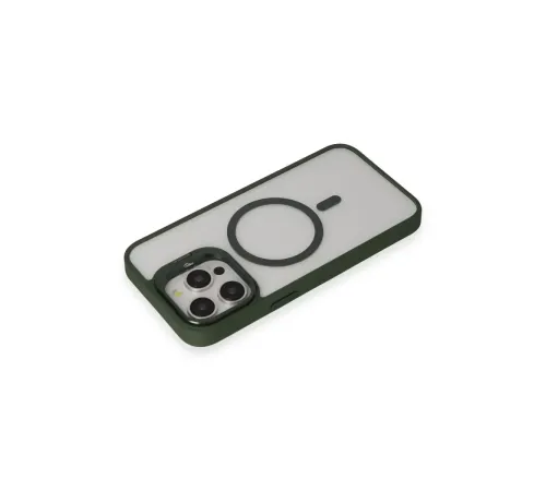iPhone 15 Pro Max Kılıf Roblox Lens Magsafe Standlı Kapak - Koyu Yeşil