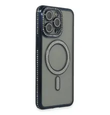 Apple iPhone 15 Pro Max Kılıf Joke Simli Magneticsafe Kılıf - Lacivert