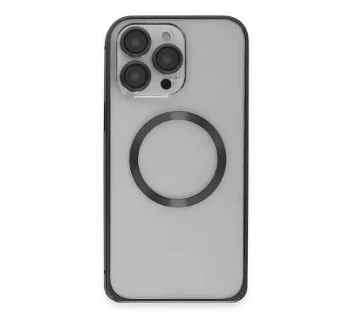 iPhone 15 Pro Max Kılıf Metal Bumper Magneticsafe Kapak - Siyah
