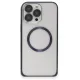 iPhone 15 Pro Max Kılıf Metal Bumper Magneticsafe Kapak - Lacivert