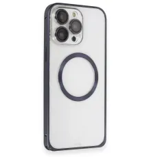 iPhone 15 Pro Max Kılıf Metal Bumper Magneticsafe Kapak - Lacivert