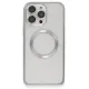 iPhone 15 Pro Max Kılıf Metal Bumper Magneticsafe Kapak - Gri
