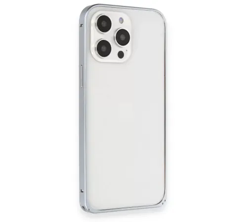 iPhone 15 Pro Max Kılıf Metal Bumper Magneticsafe Kapak - Gri