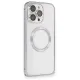 iPhone 15 Pro Max Kılıf Metal Bumper Magneticsafe Kapak - Gri
