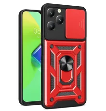İnfinix Hot 40 Pro Kılıf Pars Lens Yüzüklü Silikon - Kırmızı