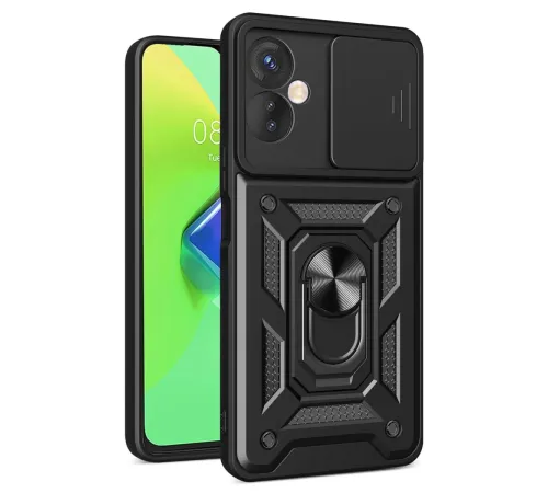 İnfinix Hot 30 4G Kılıf Pars Lens Yüzüklü Silikon - Siyah