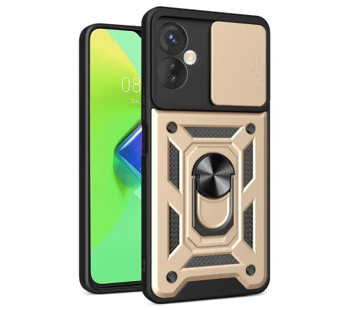 İnfinix Hot 30 4G Kılıf Pars Lens Yüzüklü Silikon - Gold