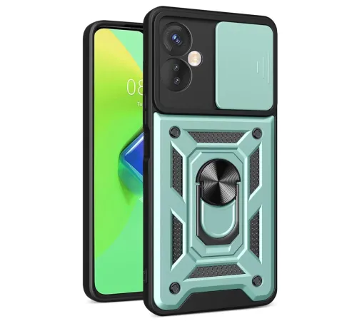 İnfinix Hot 30 4G Kılıf Pars Lens Yüzüklü Silikon - Yeşil