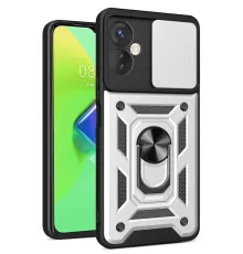 İnfinix Hot 30 4G Kılıf Pars Lens Yüzüklü Silikon - Gümüş