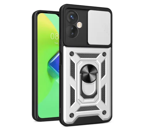 İnfinix Hot 30 4G Kılıf Pars Lens Yüzüklü Silikon - Gümüş