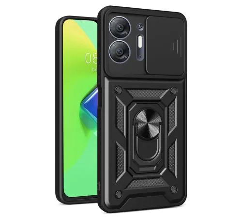 İnfinix Hot 30 5G Kılıf Pars Lens Yüzüklü Silikon - Siyah