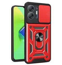 İnfinix Hot 30 5G Kılıf Pars Lens Yüzüklü Silikon - Kırmızı