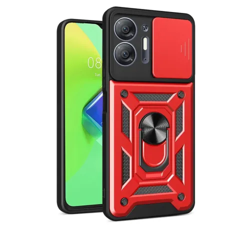 İnfinix Hot 30 5G Kılıf Pars Lens Yüzüklü Silikon - Kırmızı