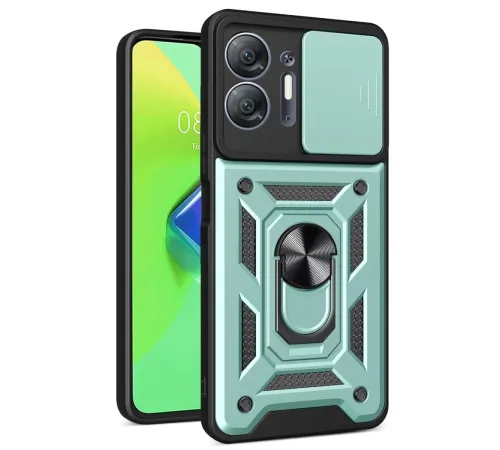 İnfinix Hot 30 5G Kılıf Pars Lens Yüzüklü Silikon - Yeşil