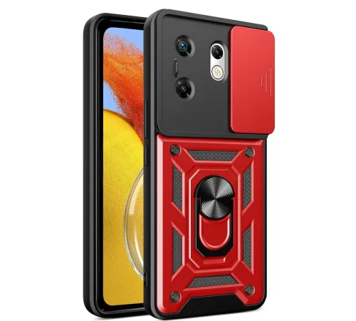 İnfinix Zero 30 4G Kılıf Pars Lens Yüzüklü Silikon - Kırmızı