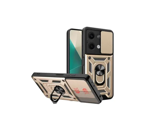 Xiaomi Poco X6 Kılıf Pars Lens Yüzüklü Silikon - Gold