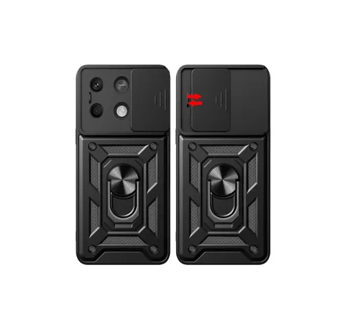 Xiaomi Poco X6 Pro Kılıf Pars Lens Yüzüklü Silikon - Kırmızı
