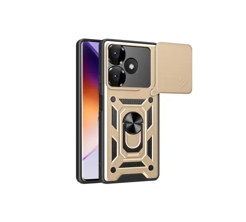 Xiaomi Redmi 13 4G Kılıf Pars Lens Yüzüklü Silikon - Gold