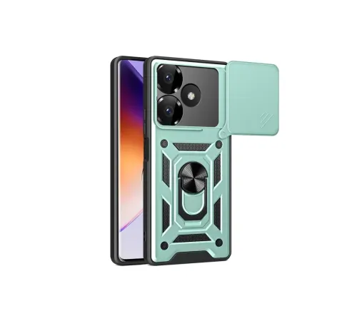 Xiaomi Redmi 13 4G Kılıf Pars Lens Yüzüklü Silikon - Yeşil
