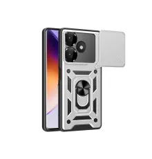 Xiaomi Redmi 13 4G Kılıf Pars Lens Yüzüklü Silikon - Gümüş