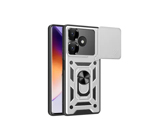 Xiaomi Redmi 13 4G Kılıf Pars Lens Yüzüklü Silikon - Gümüş