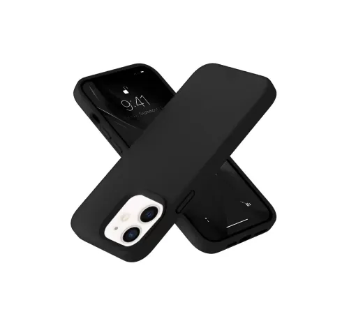 Apple iPhone 12 Kılıf Nano içi Kadife Silikon- Siyah