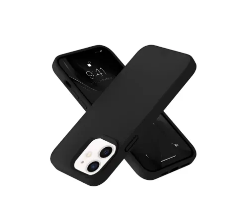 Apple iPhone 12 Kılıf Nano içi Kadife Silikon- Siyah