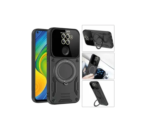 Xiaomi Redmi Note 9 Joy Lens Standlı Kapak - Siyah