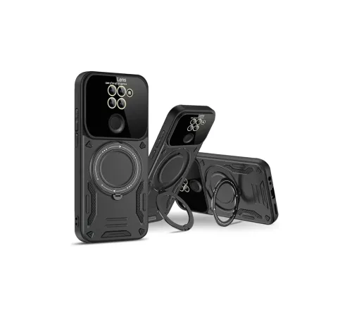 Xiaomi Redmi Note 9 Joy Lens Standlı Kapak - Siyah