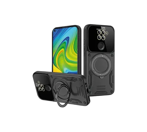 Xiaomi Redmi Note 9 Joy Lens Standlı Kapak - Siyah